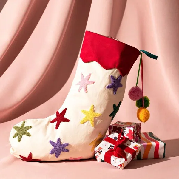 Raspberry Blossom Stars Stocking