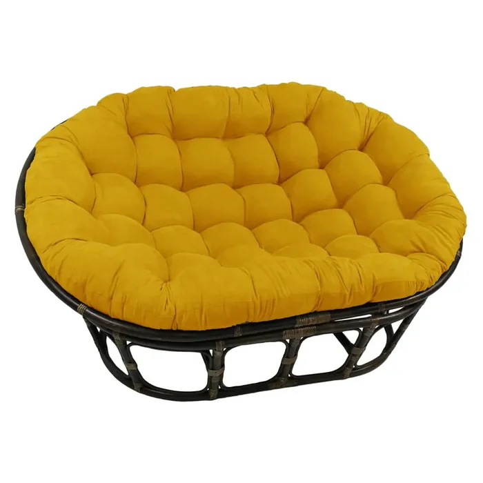 Rattan Double Papasan Chair with Microsuede Cushion