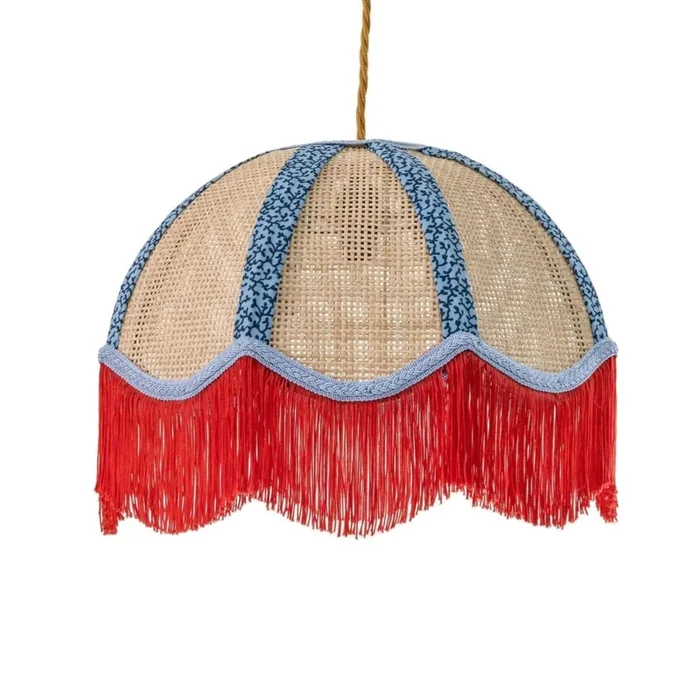Rattan Scalloped Tiffany – Red & Blue
