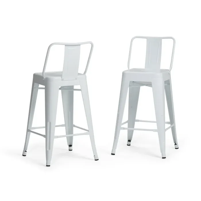 Rayne 24 Inch Metal Counter Height Stool (Set Of 2) In White