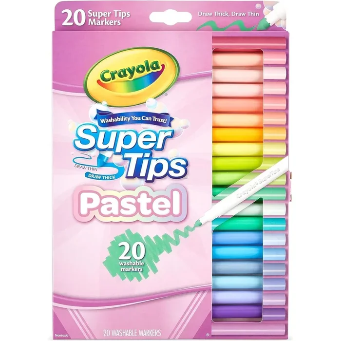 RAYOLA Pastel SuperTips Washable Markers – Assorted Colours (Pack of 20)