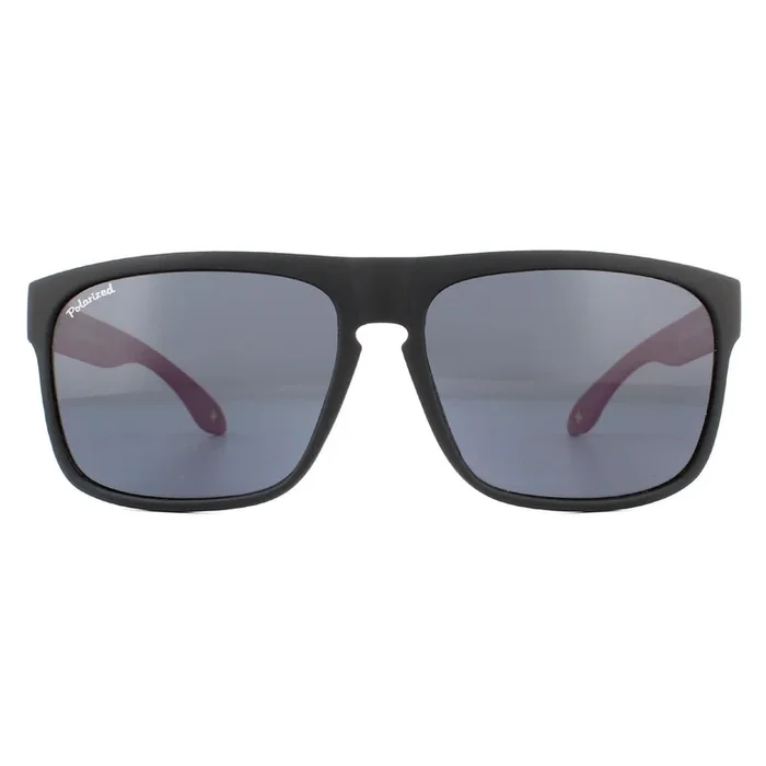 Rectangle Black with Pink Rubbertouch Black Polarized Sunglasses