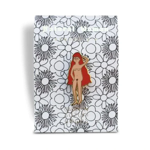 Red Hair Natural Woman Pin Badge