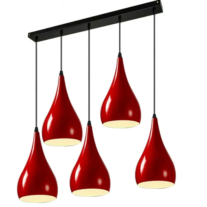 Red Modern 5 Way Ceiling Metal Cluster Teardrop Pendant lights~1952