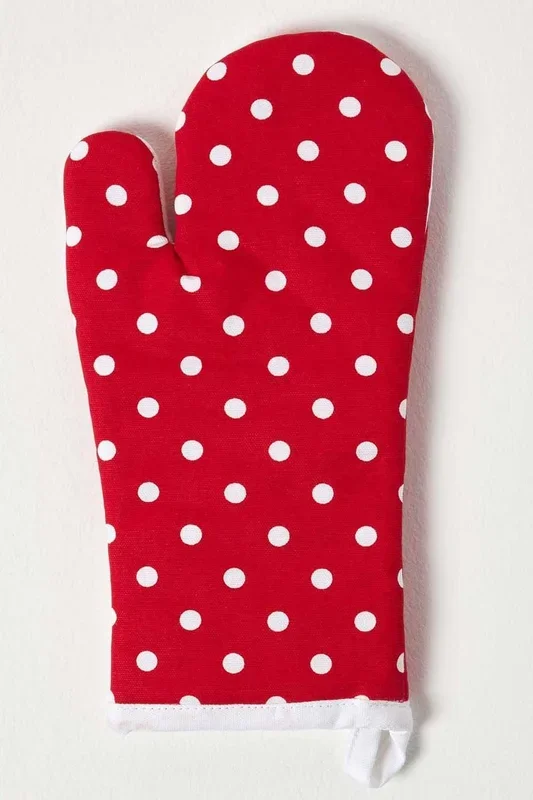 Red Polk Dot Cotton Oven Glove