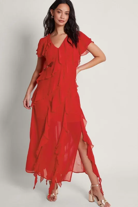 Renata Ruffle Maxi Dress Blue