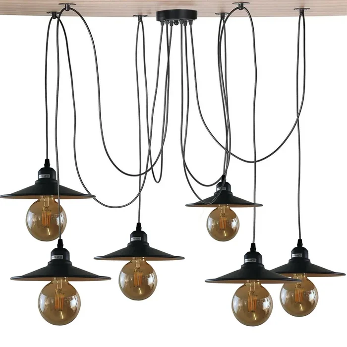 Retro 5-Arm Pendant Light | Industrial | Vintage | Adjustable | E27 ~2587