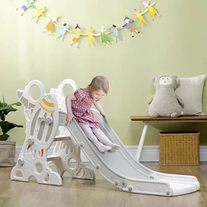 Rocket Kids Slide – Grey | Space-Themed Toddler Slide with Non-Slip Steps AIYAPLAY