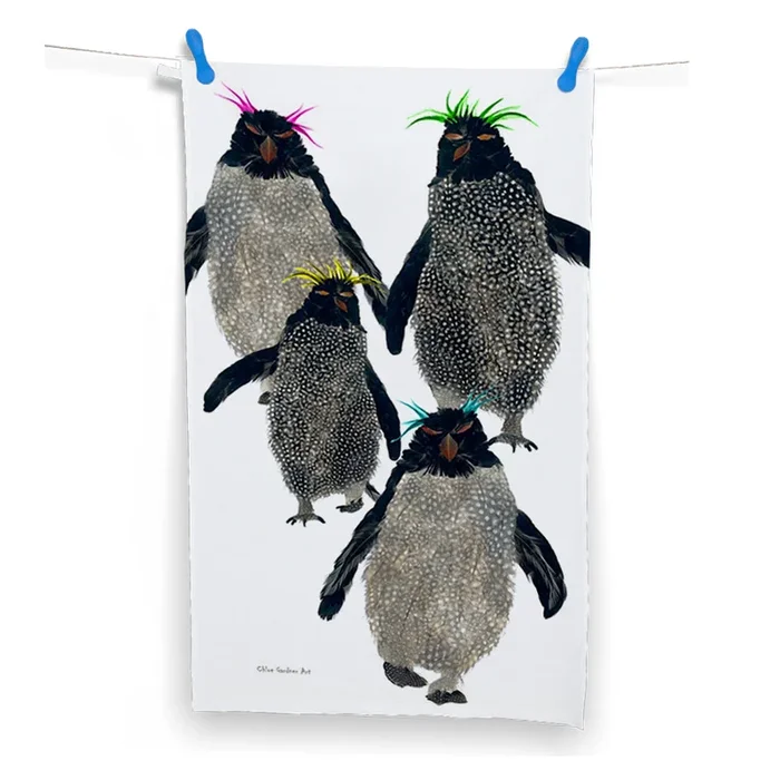 Rockhopper Penguin Tea Towel