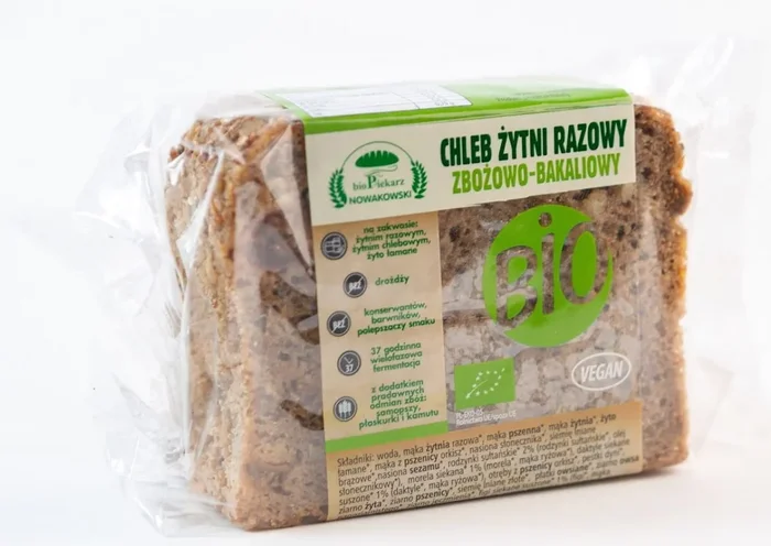 Roggenbrot, Vollkorngetreide und Trockenfrüchte, geschnitten BIO 350 g – BIODAKER NOWAKOWSKI