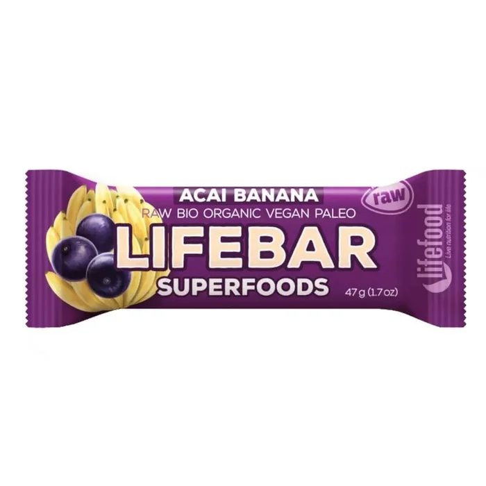Roher Acai- und Bananenriegel roh glutenfrei BIO 47 g – LIFEFOOD