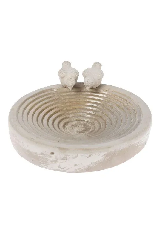 Round Concrete Birdbath Heavyweight with Love Birds Decoration