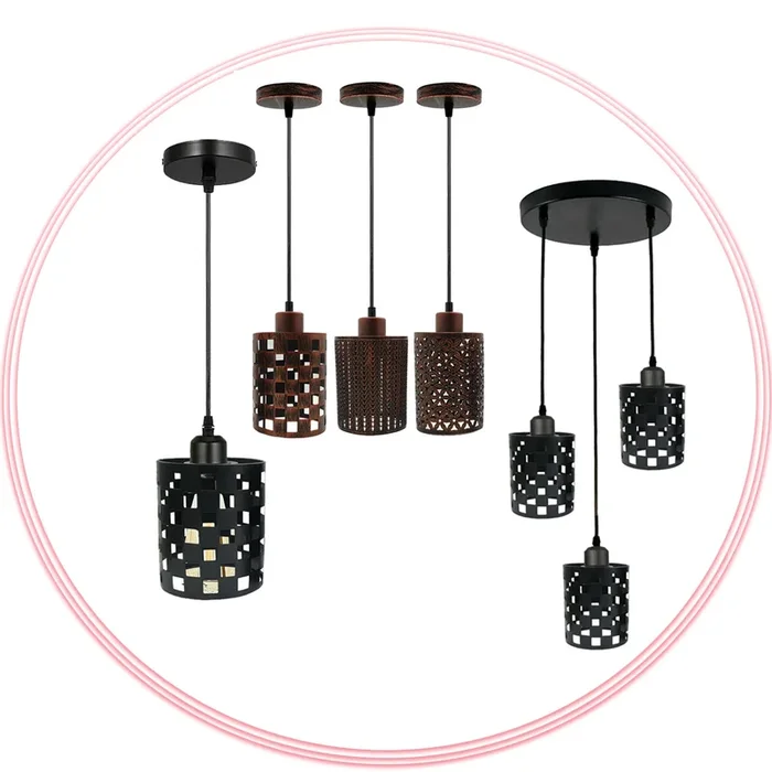 Rustic Drum Cage Pendant Light | Industrial Style | Vintage Aesthetic~2060