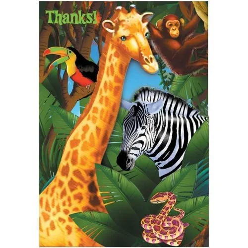 Safari Animals Thank You Cards 8pk