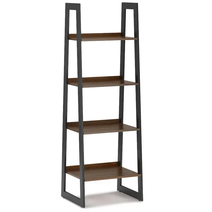 Sawhorse Solid Walnut Veneer And Metal Ladder Shelf