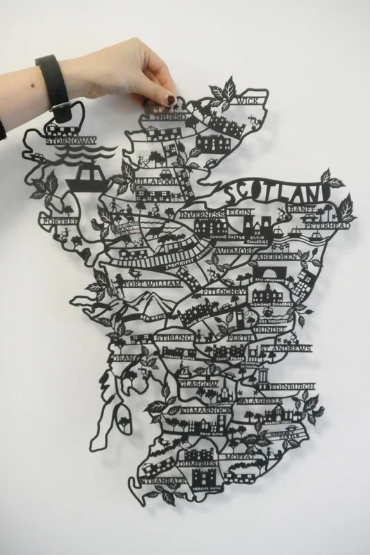 Scotland A2 Lasercut Map in Tube – Black