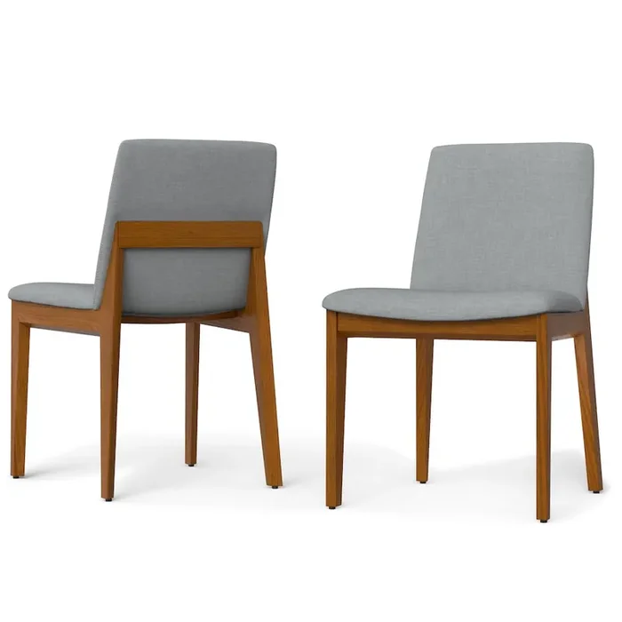 Selena Dining Chair (Set of 2) in Light Grey Linen Look Fabric