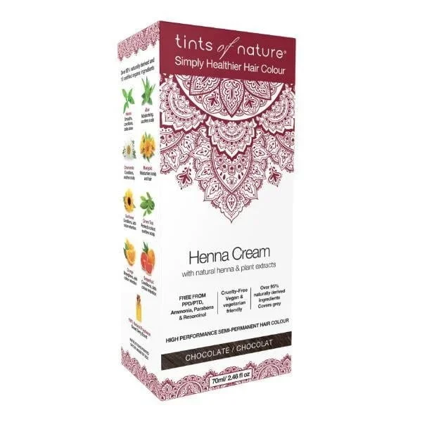 Semi-permanente Haarfarbe in Creme mit Henna – Schokolade TINTS OF NATURE