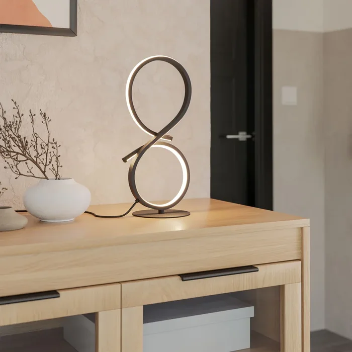 Serpins Black Aluminium & Steel Modern Table Lamp