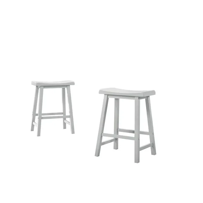 Set of 2 Alonzo White Backless Ergonomic 17.5″W Counter Height Stool