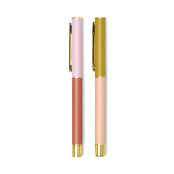 Set of 2 Colour Block Pens Rosewood & Blush