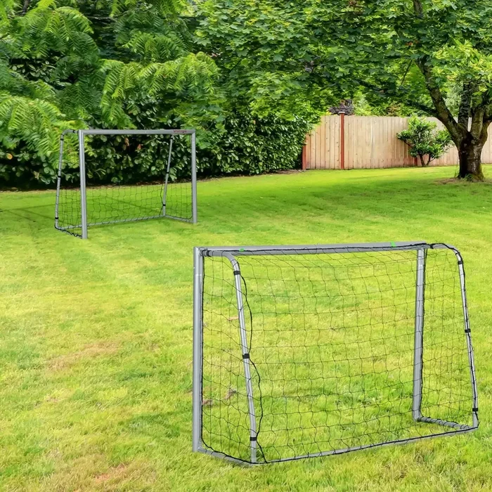 Set of 2 Football Goals – 8ft x 5ft Training Nets | Powder-Coated Steel Frames SPORTNOW