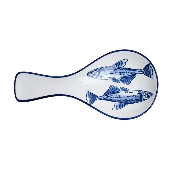 Set of 4 Small Serving Plate/Spoon Rest Fish Design 10.75″