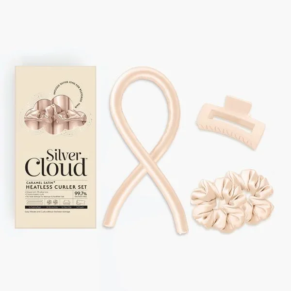 Silver Cloud Silver Ion Infused Satin Heatless Curler Set Caramel