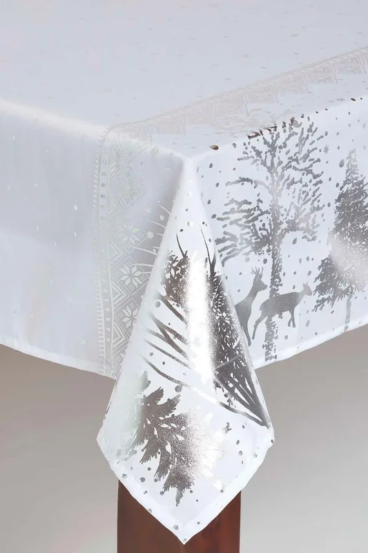 Silver Forest Christmas Table Cloth, 132 x 178 cm