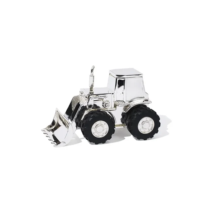 Silver Tractor Piggy Bank