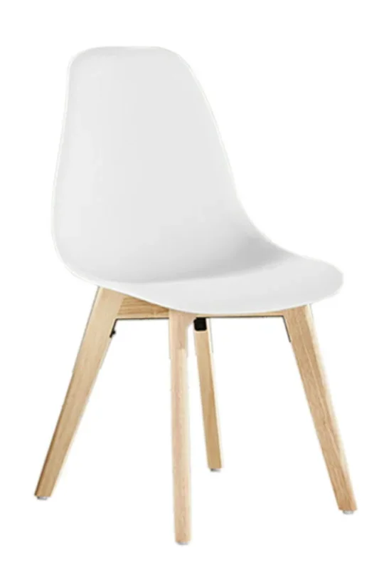 Single Rico Modern Plastic Dining Chair with Wooden Legs, Ergonomic Design