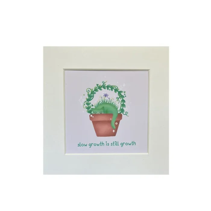 Slow Growth Is Still Growth Cat Mini Mounted Print