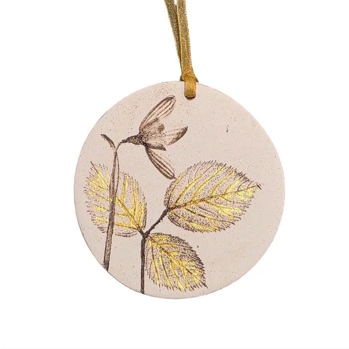 Snowdrop and Bramble Hanging Ceramic Decoration