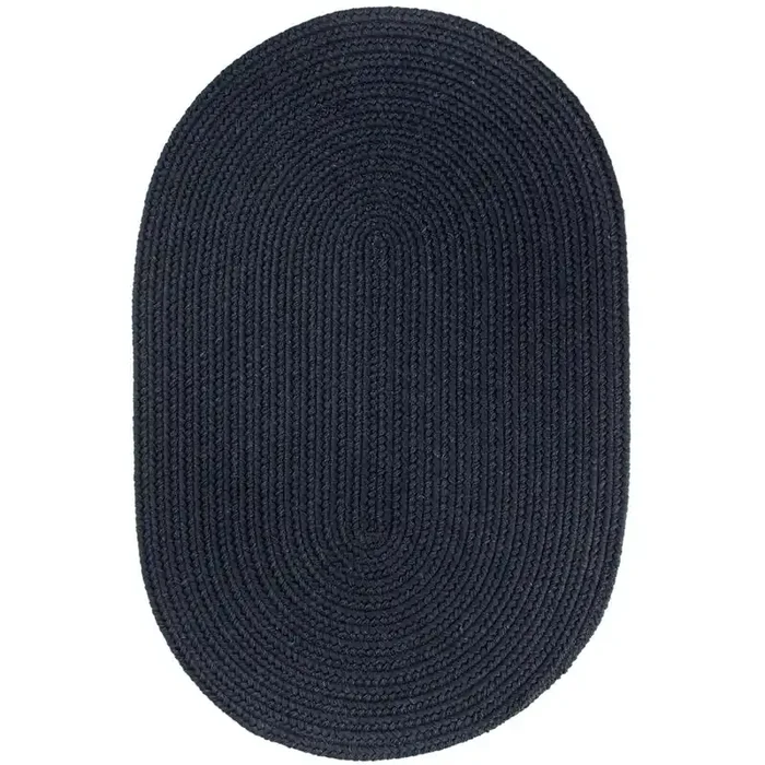 Solid Navy Wool 8X11 Oval