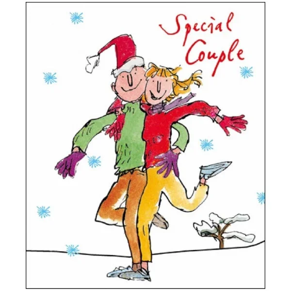 Special Couple Skating Together Quentin Blake Christmas Card