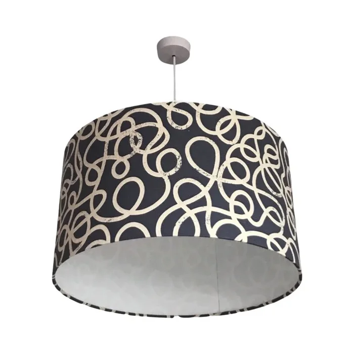 Squiggle Denim Drum Lampshade