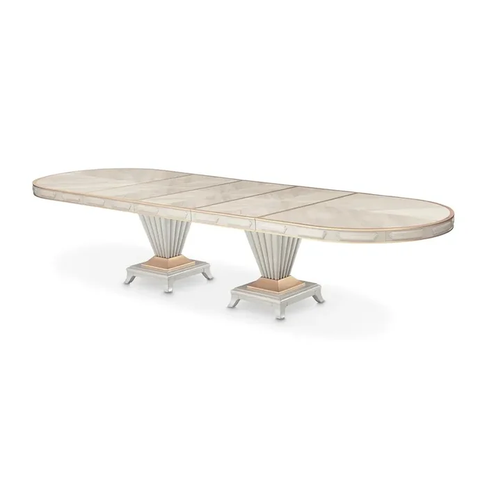St. Charles Double Pedestal Dining Table – Dove Gray