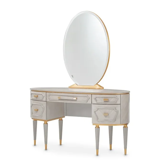 St. Charles Vanity Desk & Mirror – Dove Gray