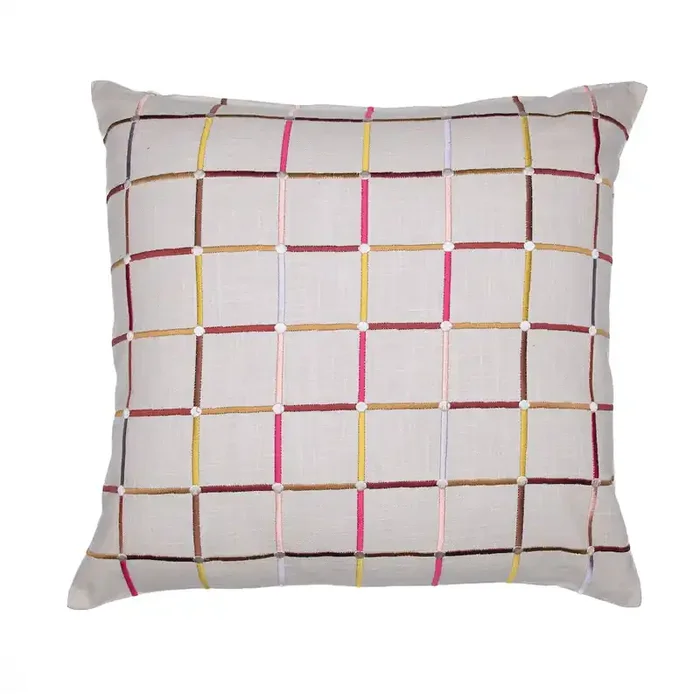 Stacy Garcia Cotton Blend Poly Filled Pillow in White/Multicolored, 24″ x 24″