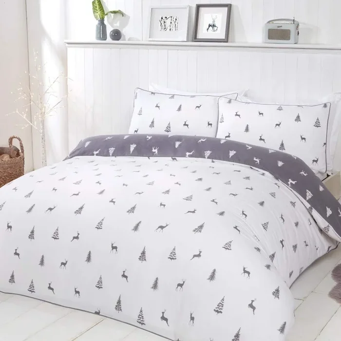 Stag & Trees Flannelette Cotton Reversible Duvet with Pillowcases.