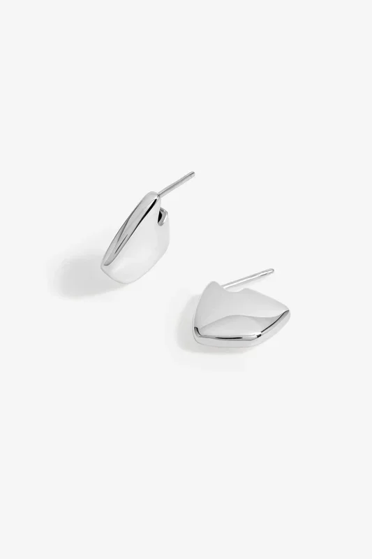 Sterling Silver 925 Polished Angular Hoop Earrings