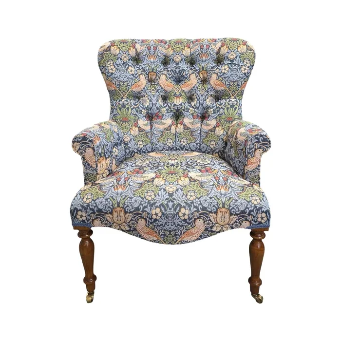 Strawberry Thief Armchair Blue