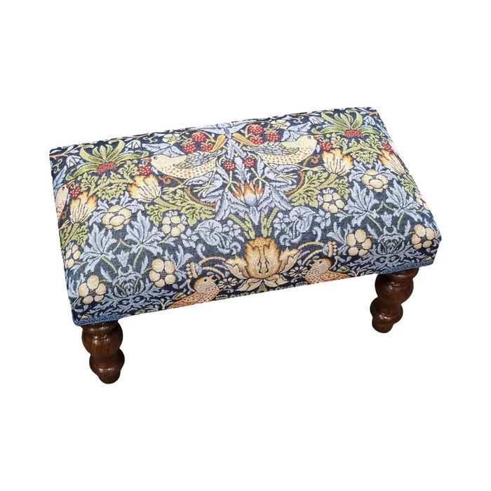 Strawberry Thief Footstool Dark Blue
