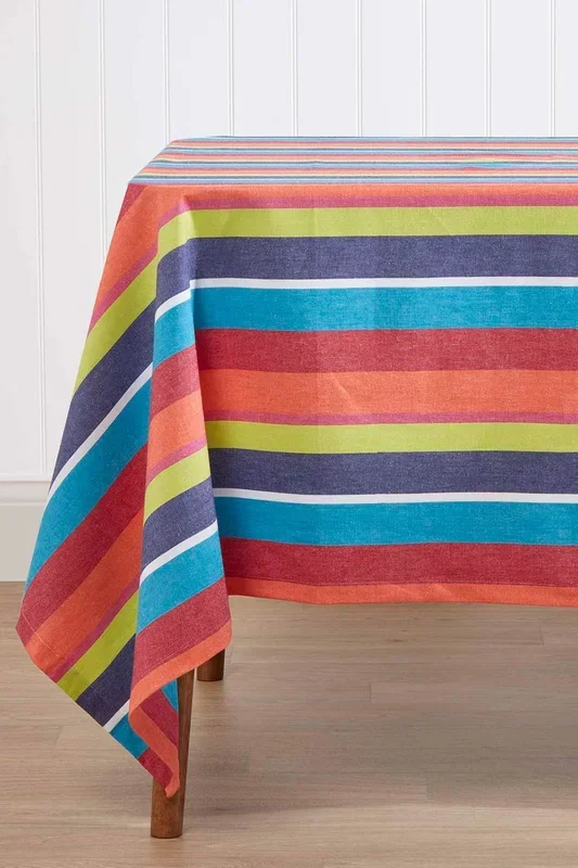 Striped Cotton Tablecloth, 137cm x 178cm