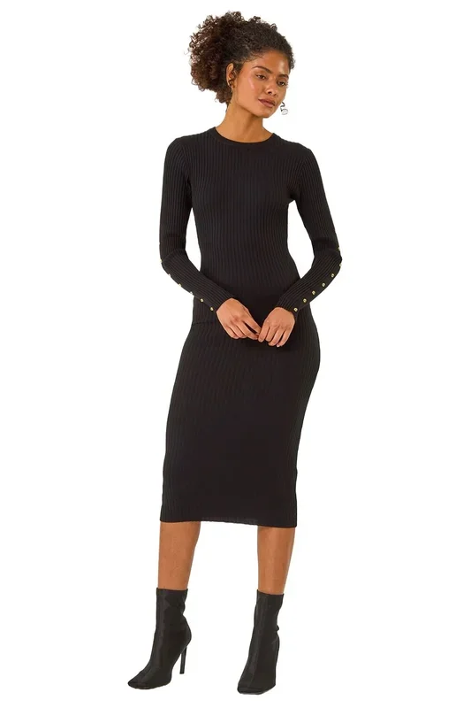 Stud Detail Knit Bodycon Dress