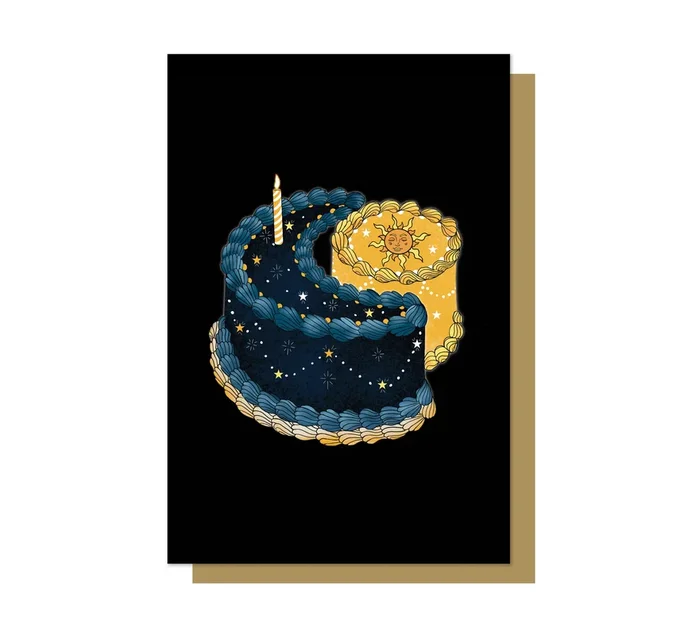 Sun and Moon Birthday Cake Card