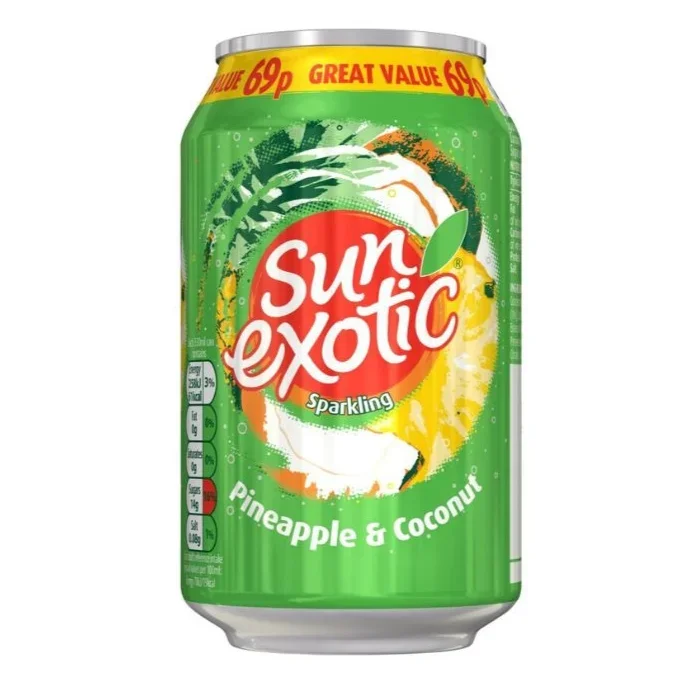 Sun Exotic Sparkling Pineapple & Coconut Cans 330ml PMP 69p – Case of 24