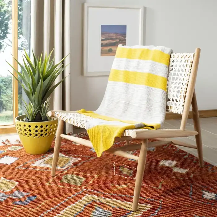 Sun Kissed Knit Throw, Yellow/Light Grey/Natural