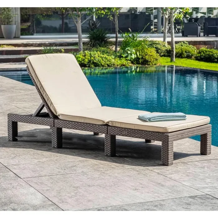 Sunlounger with Cushion ‘Daytona’ in Cappuccino