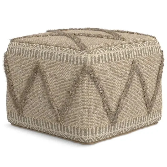Sweeney Square Pouf In Brown Handloom Woven Pattern